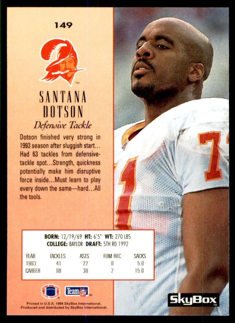 1994 Skybox. Santana Dotson Tampa Bay Buccaneers #149