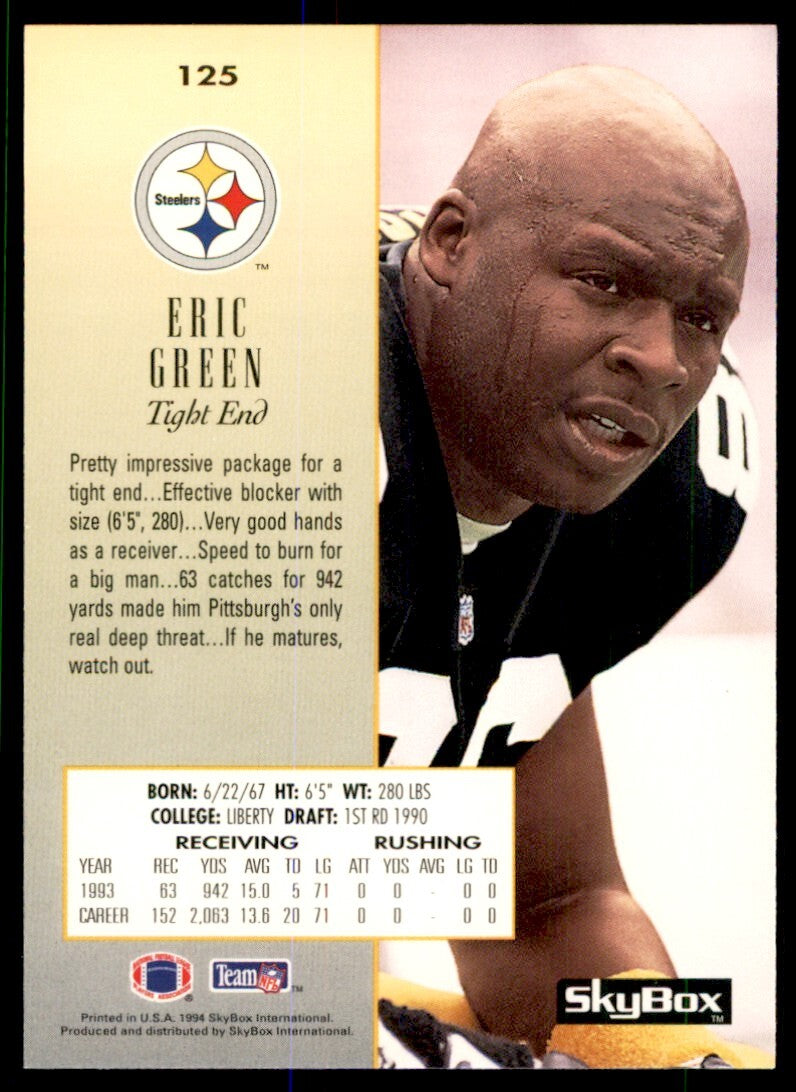 1994 Skybox. Eric Green Pittsburgh Steelers #125