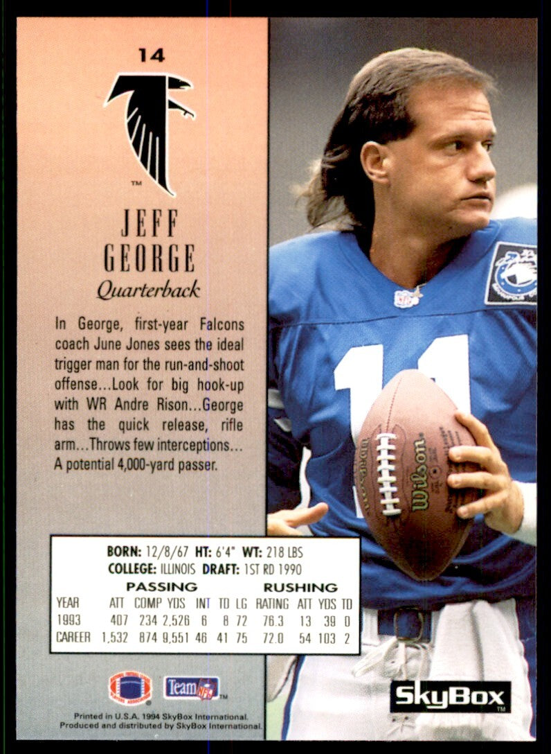 1994 Skybox. Jeff George Atlanta Falcons #14