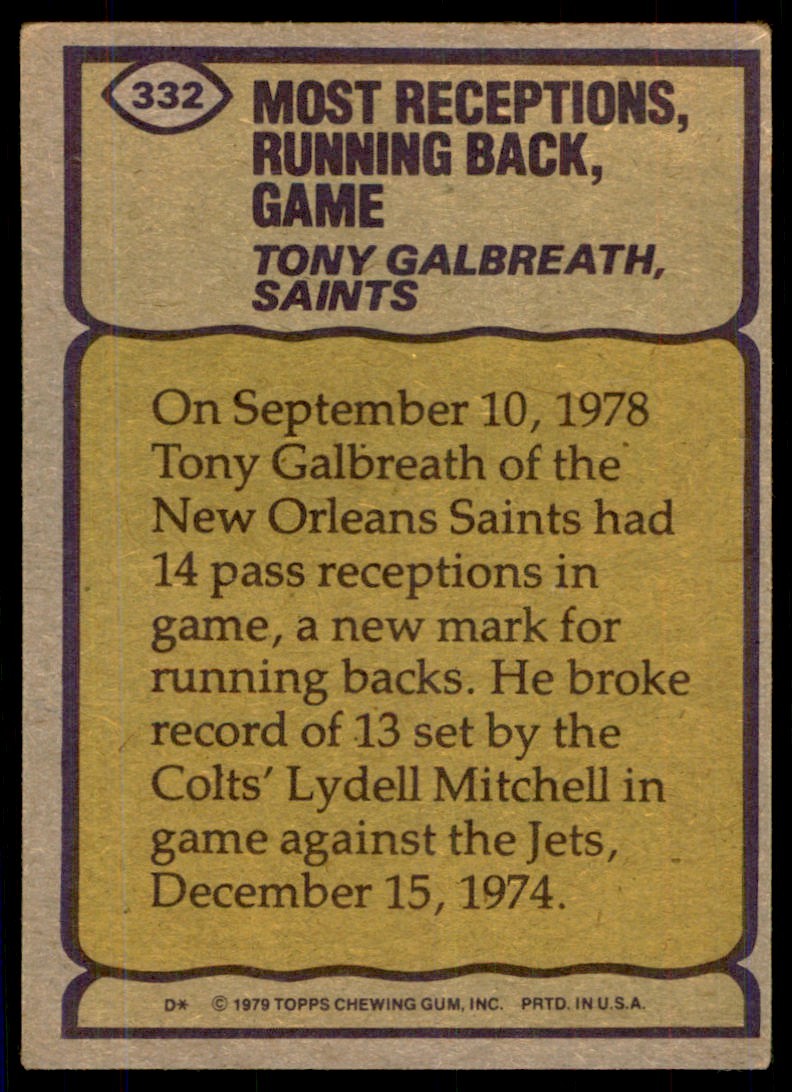1979 TOPPS. TONY GALBREATH NEW ORLEANS SAINTS #332