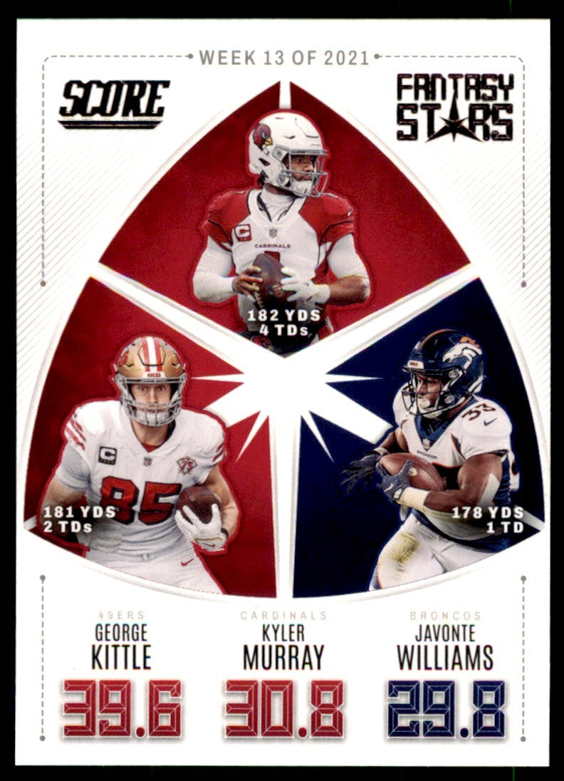 2022 SCORE KITTLE/MURRAY/WILLIAMS 49ER/CARDINALS/BRONCOS #FS13