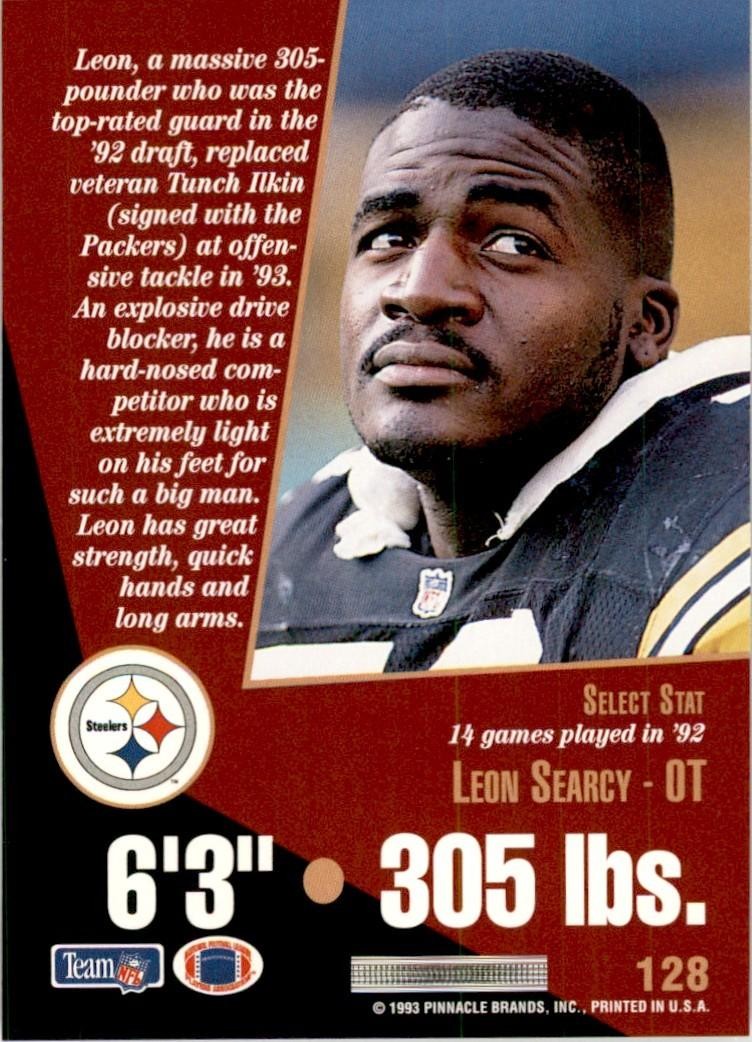 1993 SCORE SELECT LEON SEARCY PITTSBURGH STEELERS #128