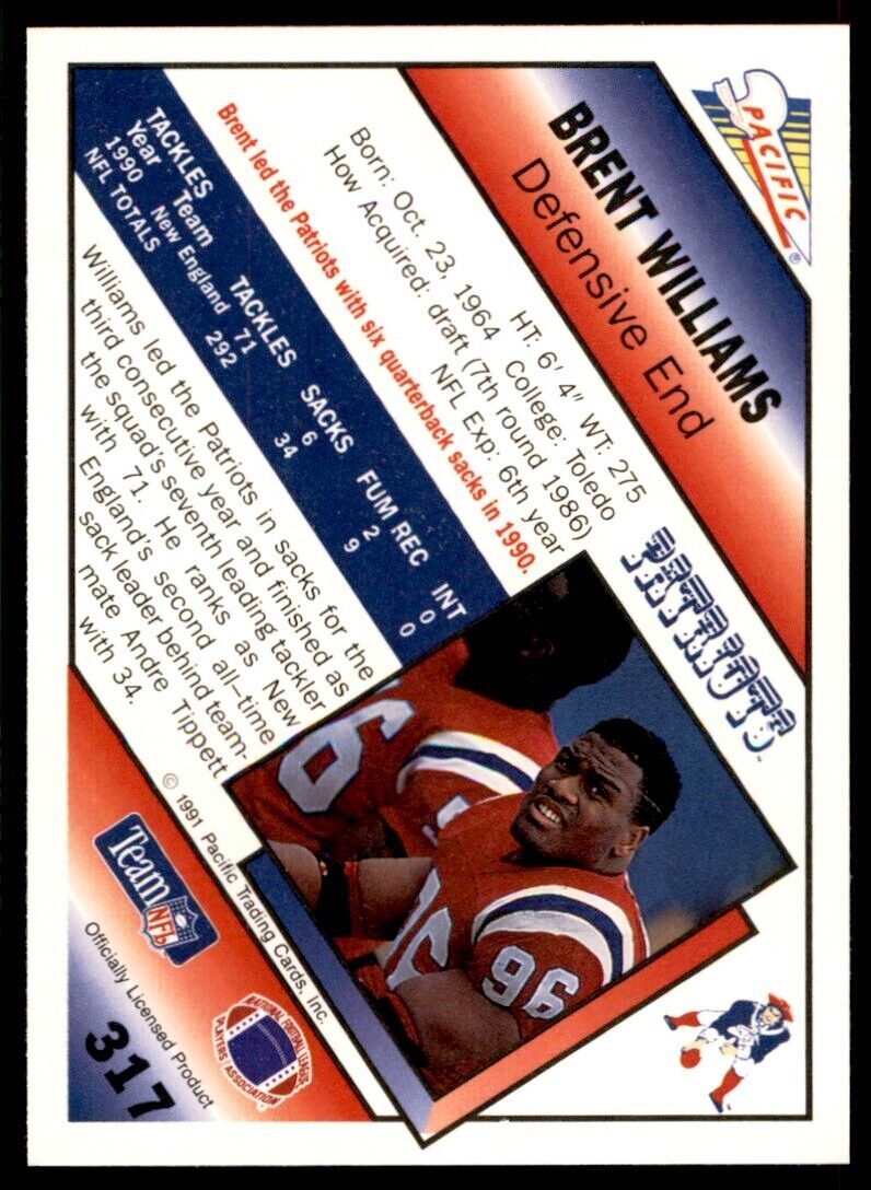1991 Pacific. Brent Williams New England Patriots #317