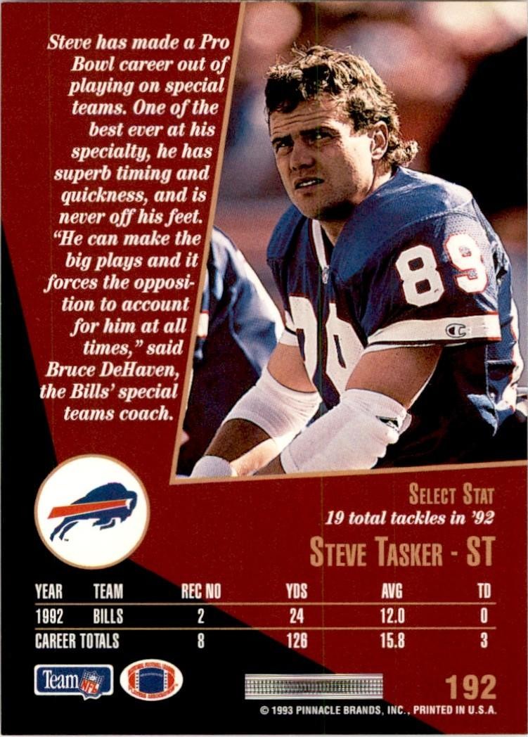 1993 SCORE SELECT STEVE TASKER BUFFALO BILLS #192