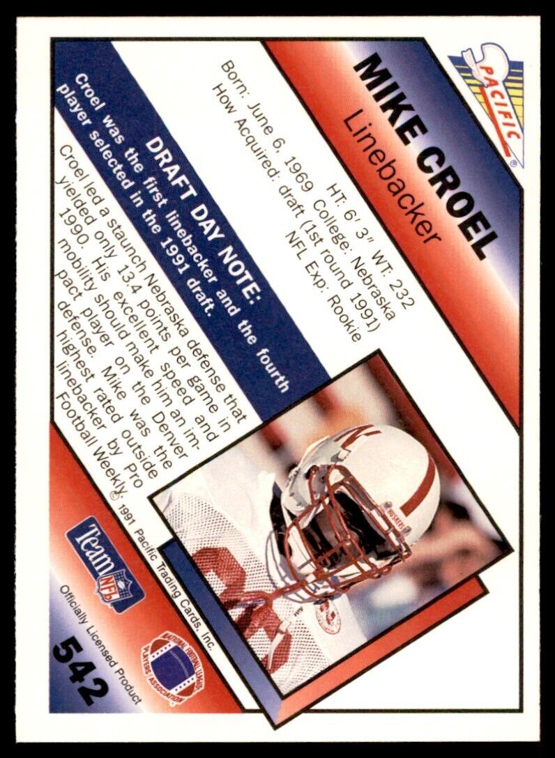 1991 Pacific. Mike Croel Rookie . Denver Broncos #542