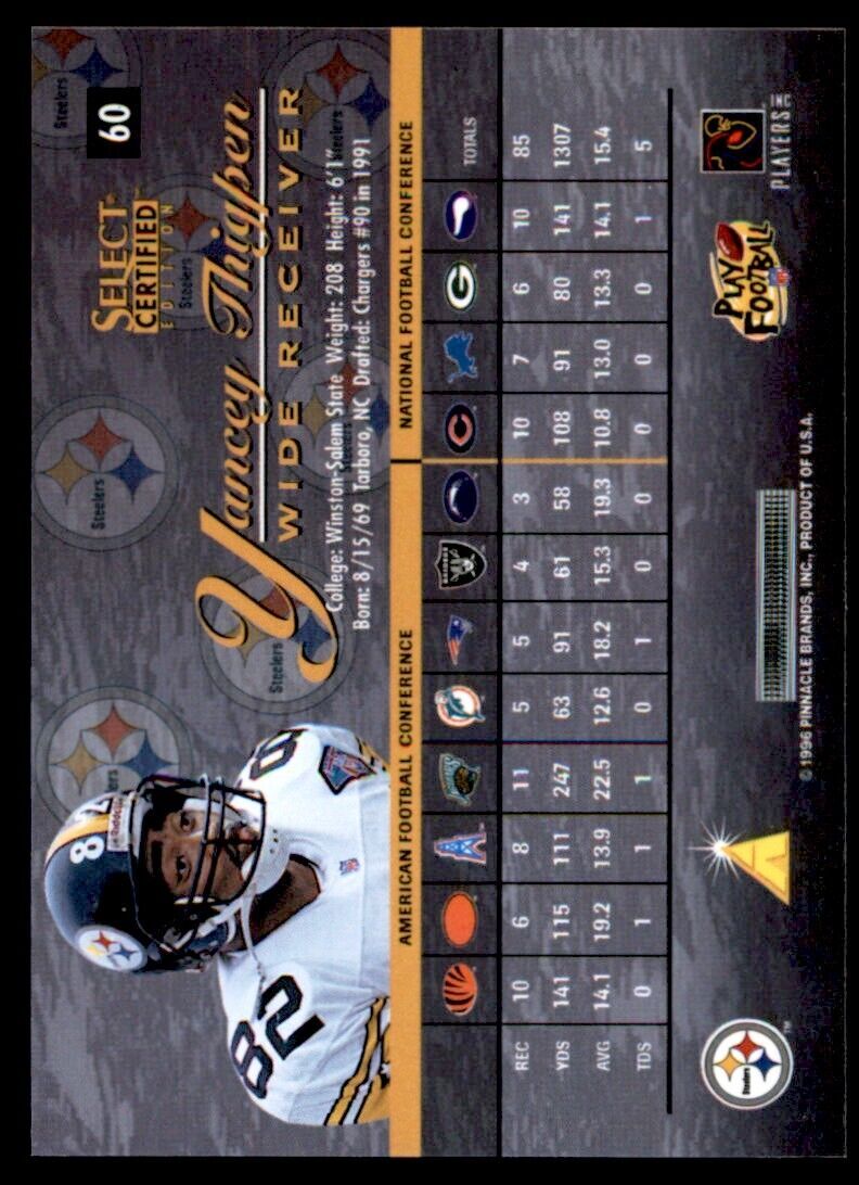1996 Select Certified Yancey Thigpen . #60