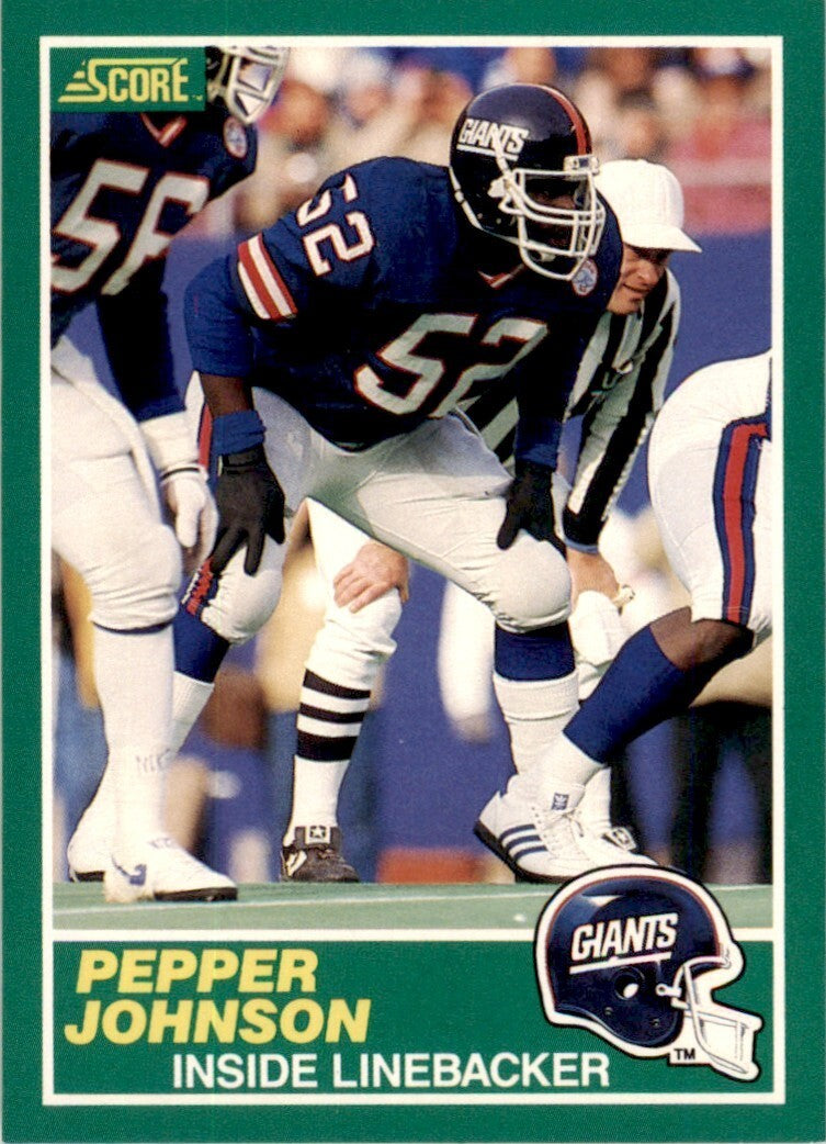 1989 SCORE PEPPER JOHNSON NEW YORK GIANTS #230