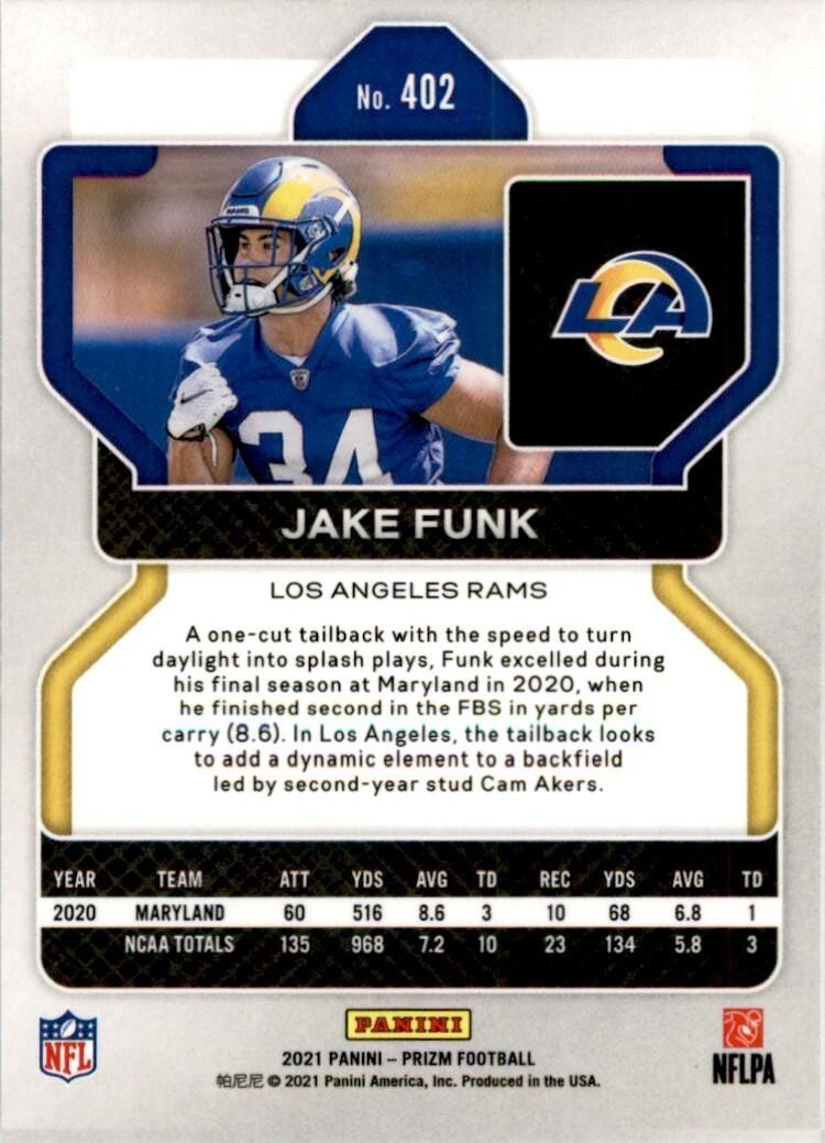 2021 PANINI PRIZM JAKE FUNK LOS ANGELES RAMS #402