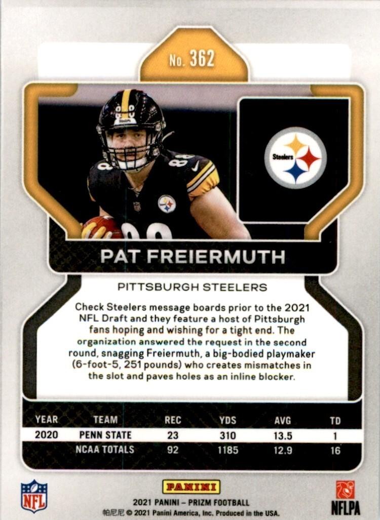 2021 PANINI PRIZM PAT FREIERMUTH PITTSBURGH STEELERS #362