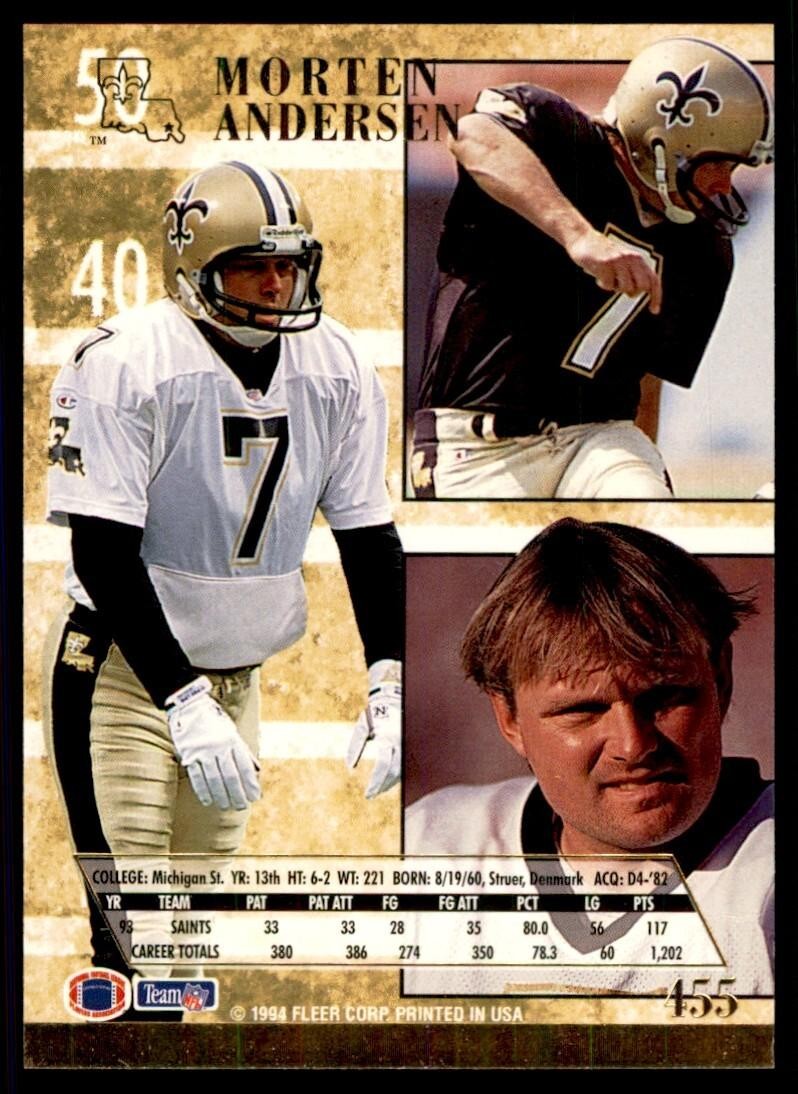1994 FLEER ULTRA MORTEN ANDERSEN NEW ORLEANS SAINTS #455