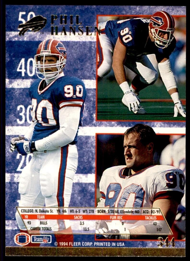 1994 FLEER ULTRA PHIL HANSEN BUFFALO BILLS #344