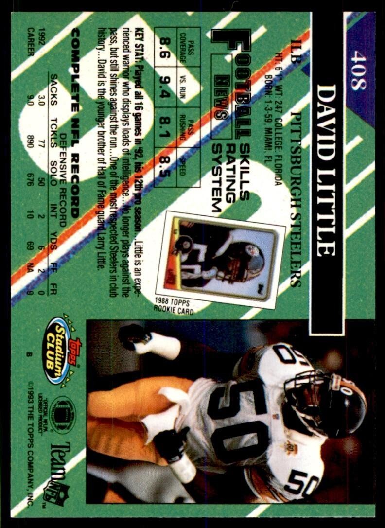 1993 STADIUM CLUB* DAVID LITTLE PITTSBURGH STEELERS #408