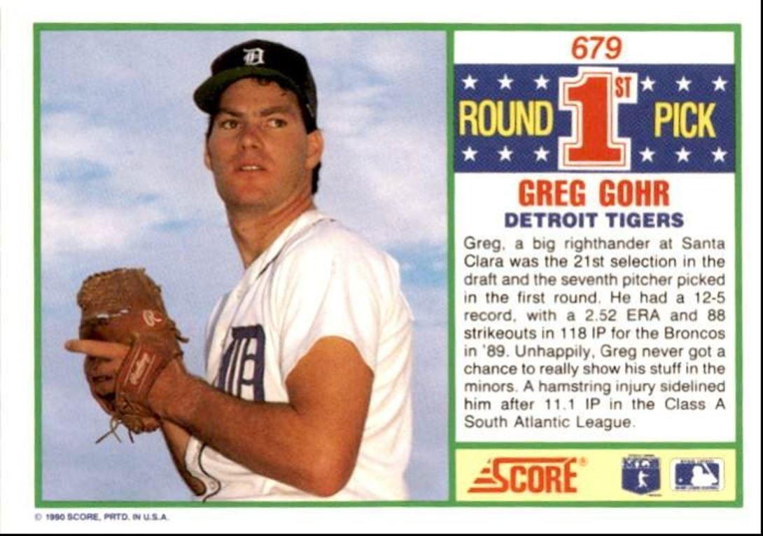 1990 Score Greg Gohr Rookie Detroit Tigers #679