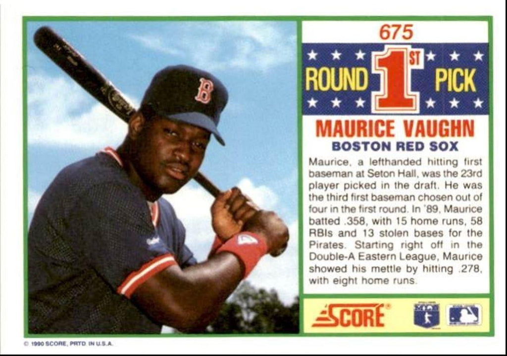1990 Score Maurice Vaughn Rookie Boston Red Sox #675