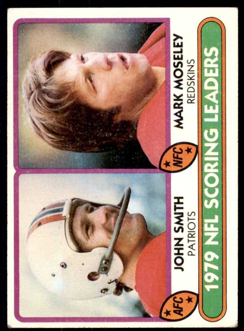 1980 TOPPS 1979 SCORING LEADERS - JOHN SMITH/MARK MOSELEY NEW ENGLAND