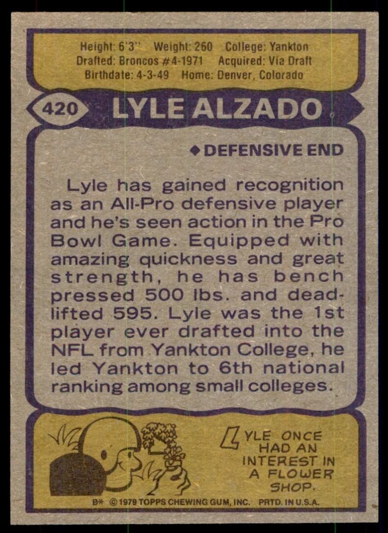 1979 Topps Lyle Alzado Football Cards #420
