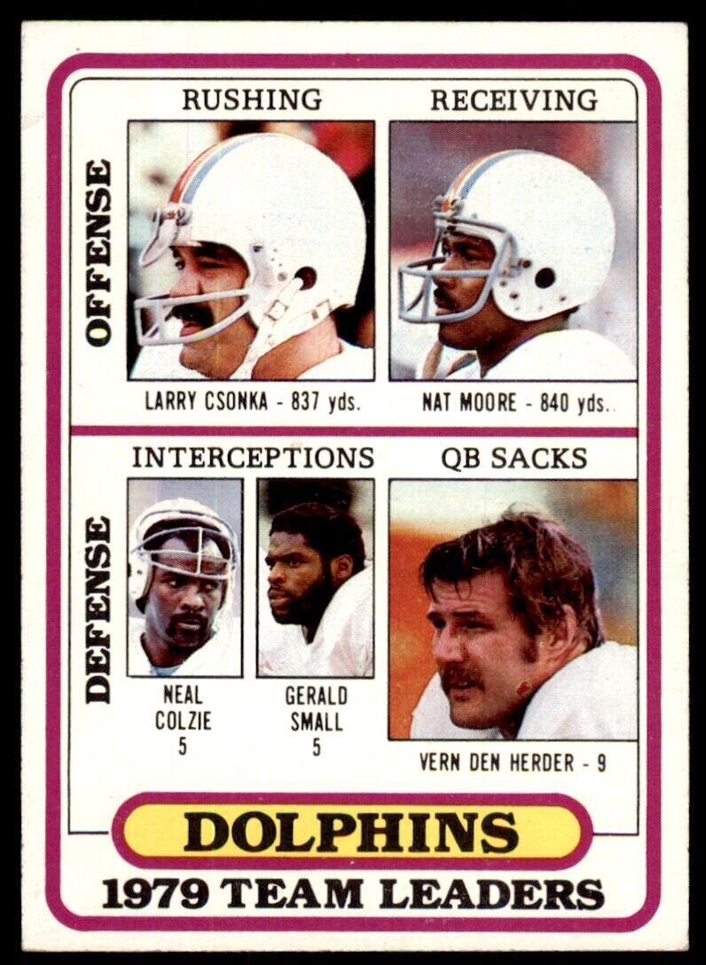 1980 TOPPS LARRY CSONKA/NAT MOORE/NEAL COLZIE/GERALD SMALL/VERN DEN HERDER #76