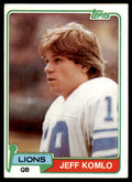 1981 TOPPS JEFF KOMLO. DETROIT LIONS #511