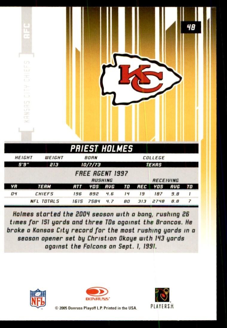 2005 Donruss Rookies & Stars Priest Holmes Football Cards #48