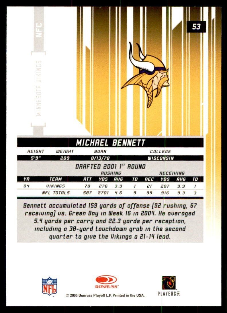 2005 Donruss Rookies & Stars Michael Bennett Football Cards #53