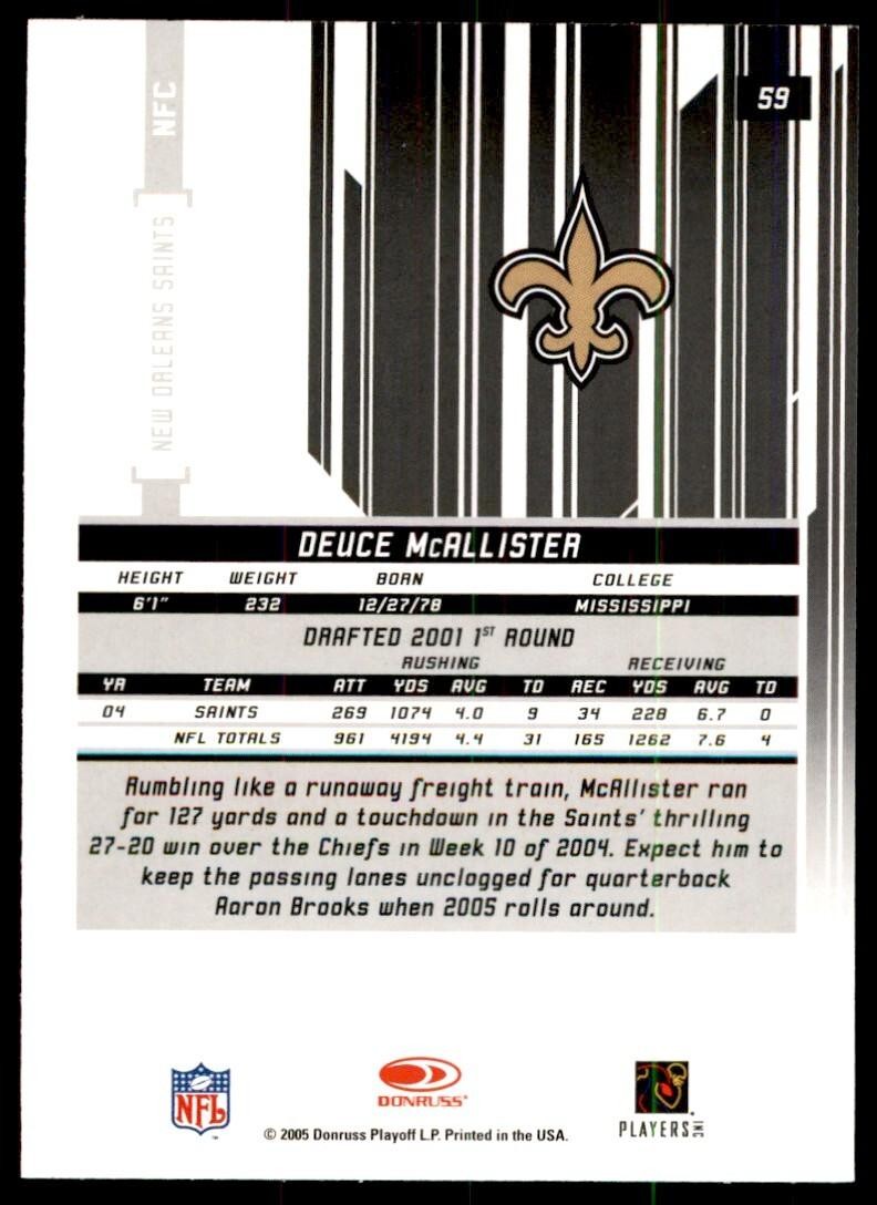 2005 Donruss Rookies & Stars Deuce McAllister Football Cards #59