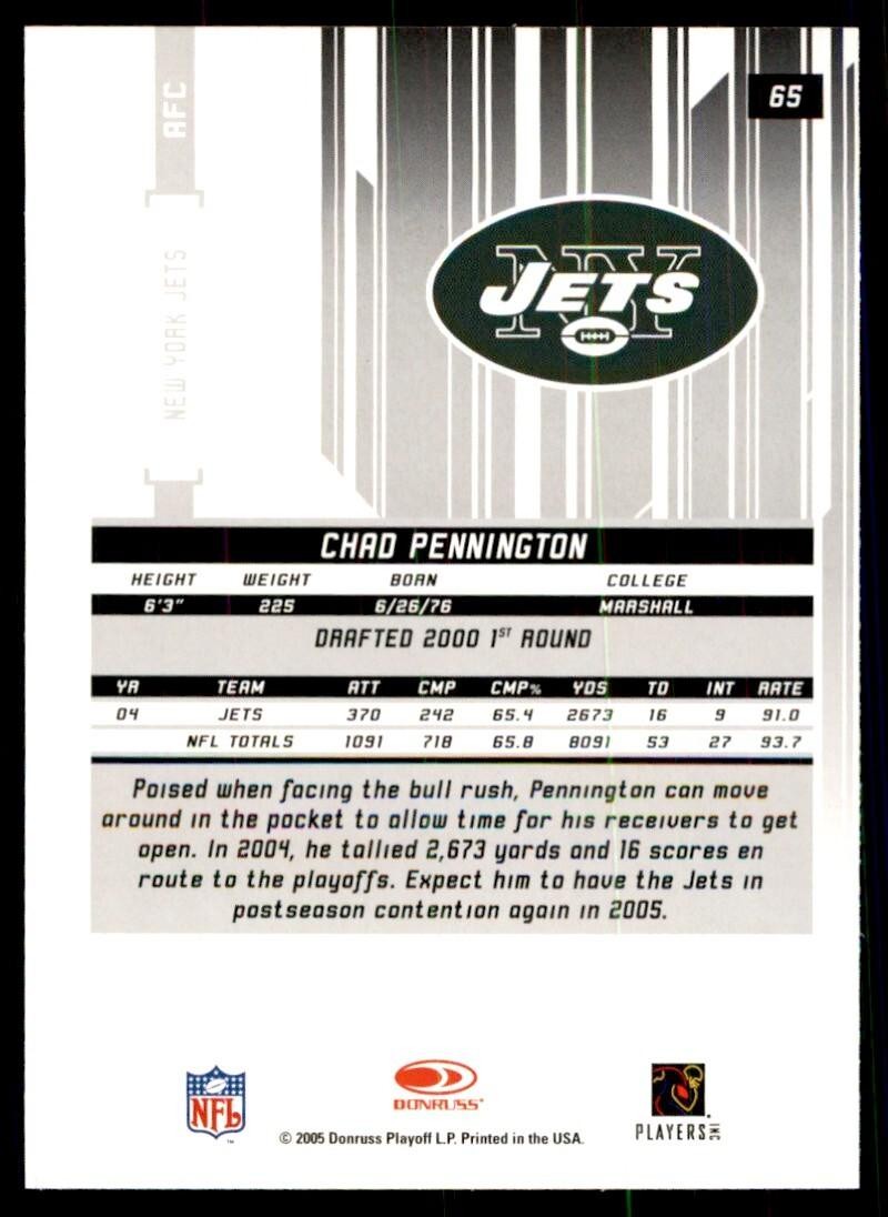 2005 Donruss Rookies & Stars Chad Pennington Football Cards #65