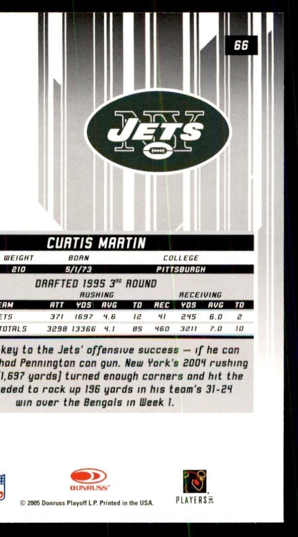 2005 Donruss Rookies & Stars Curtis Martin Football Cards #66