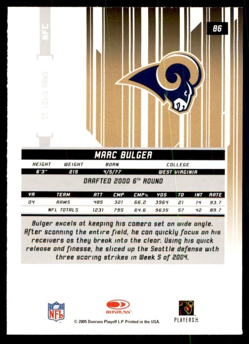 2005 Donruss Rookies & Stars Marc Bulger Football Cards #86