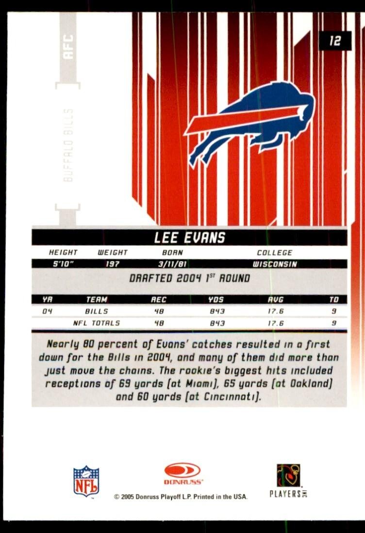 2005 Donruss Rookies & Stars Lee Evans Football Cards #12