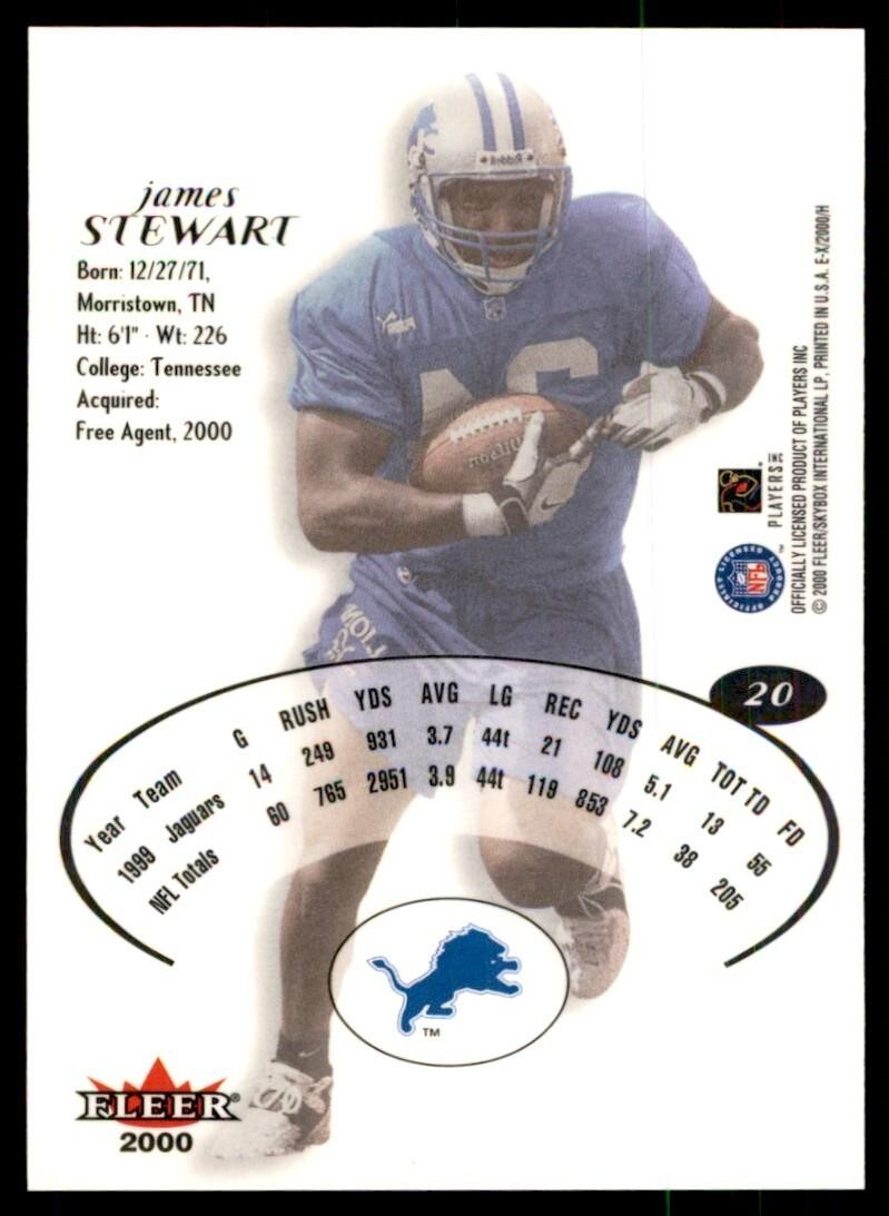 2000 Fleer E-X James Stewart Football Cards #20