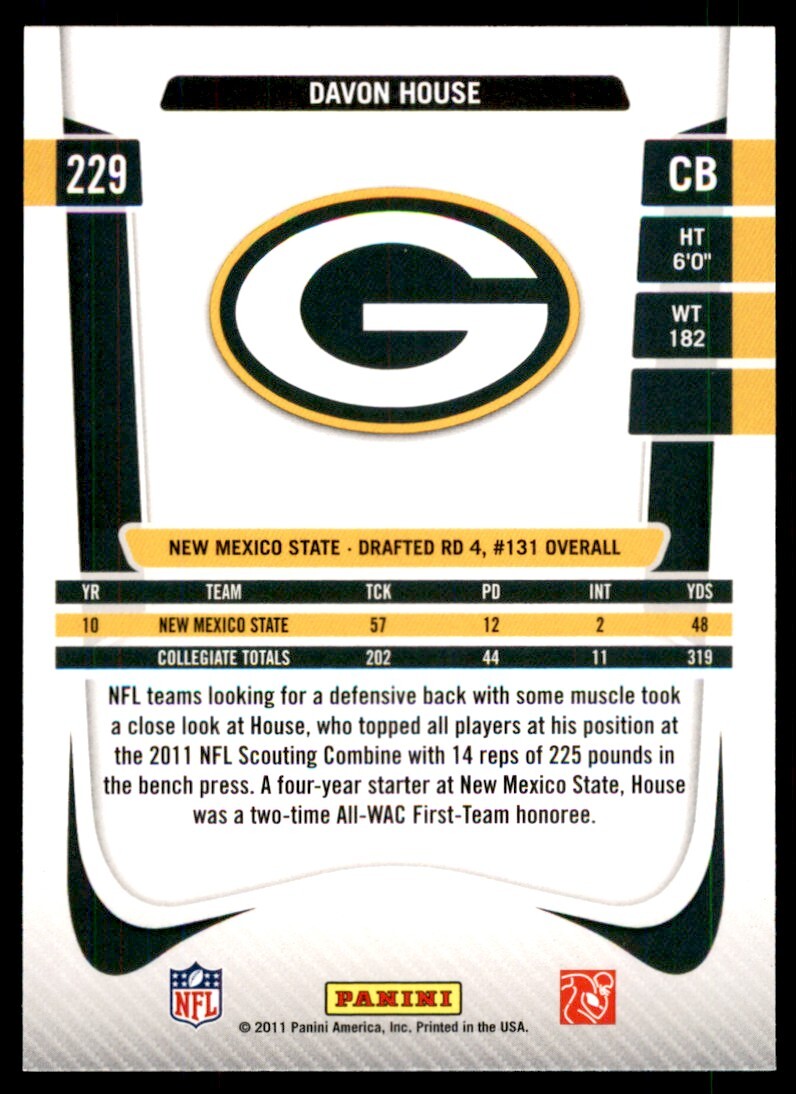 2011 Panini Prestige. Davon House Football Cards #229