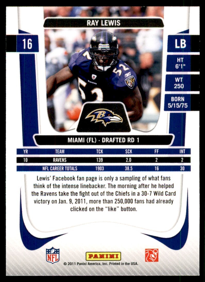 2011 Panini Prestige. Ray Lewis Football Cards #16