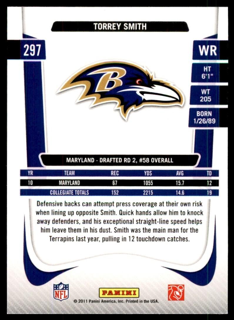 2011 Panini Prestige. Torrey Smith Football Cards #297