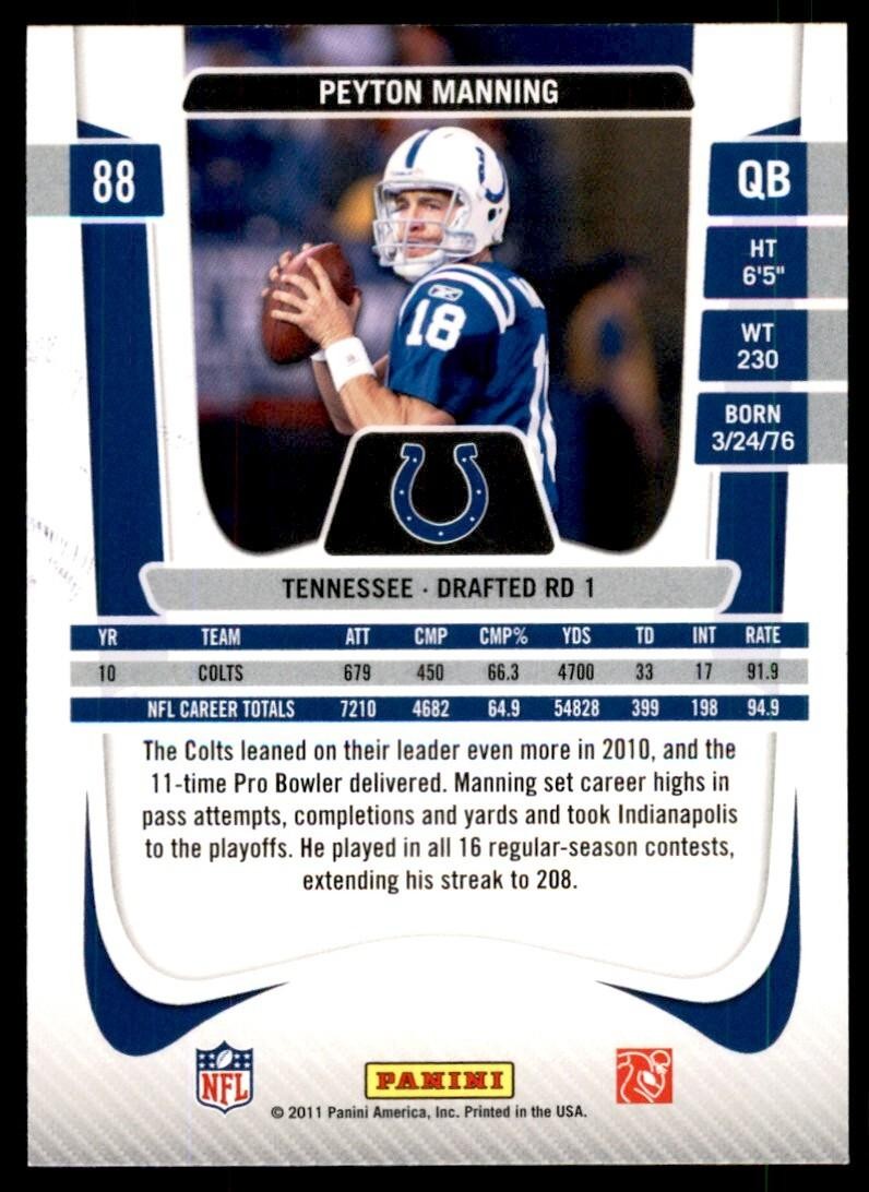2011 Panini Prestige. Peyton Manning A Football Cards #88