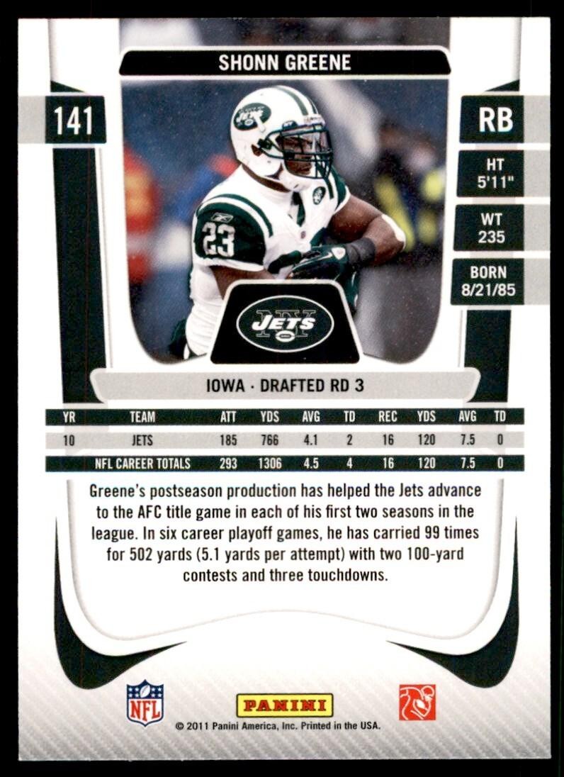 2011 Panini Prestige Shonn Greene A Football Cards #141