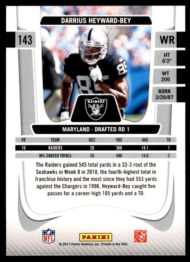 2011 Panini Prestige Darrius Heyward-Bey A Football Cards #143
