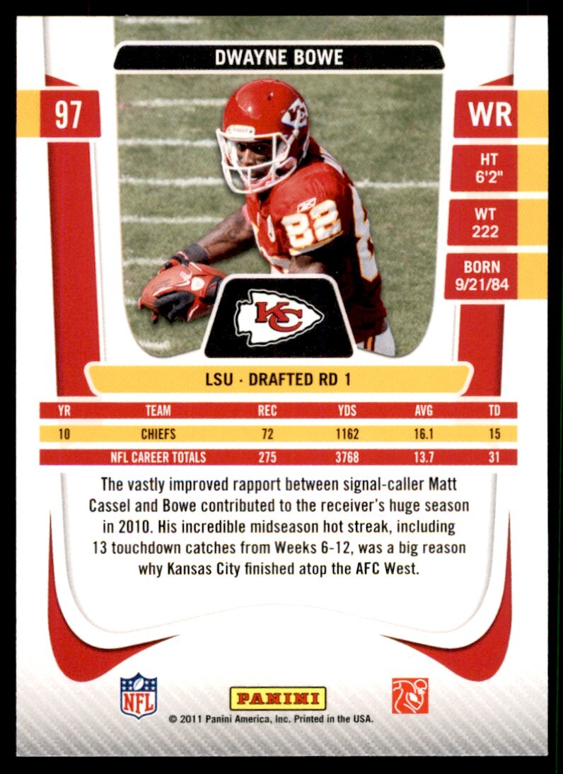 2011 Panini Prestige Dwayne Bowe Football Cards #97