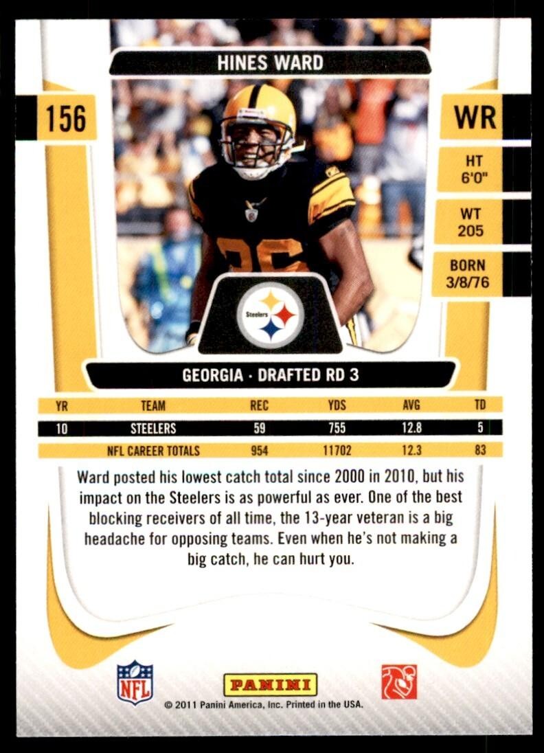 2011 Panini Prestige Hines Ward Football Cards #156