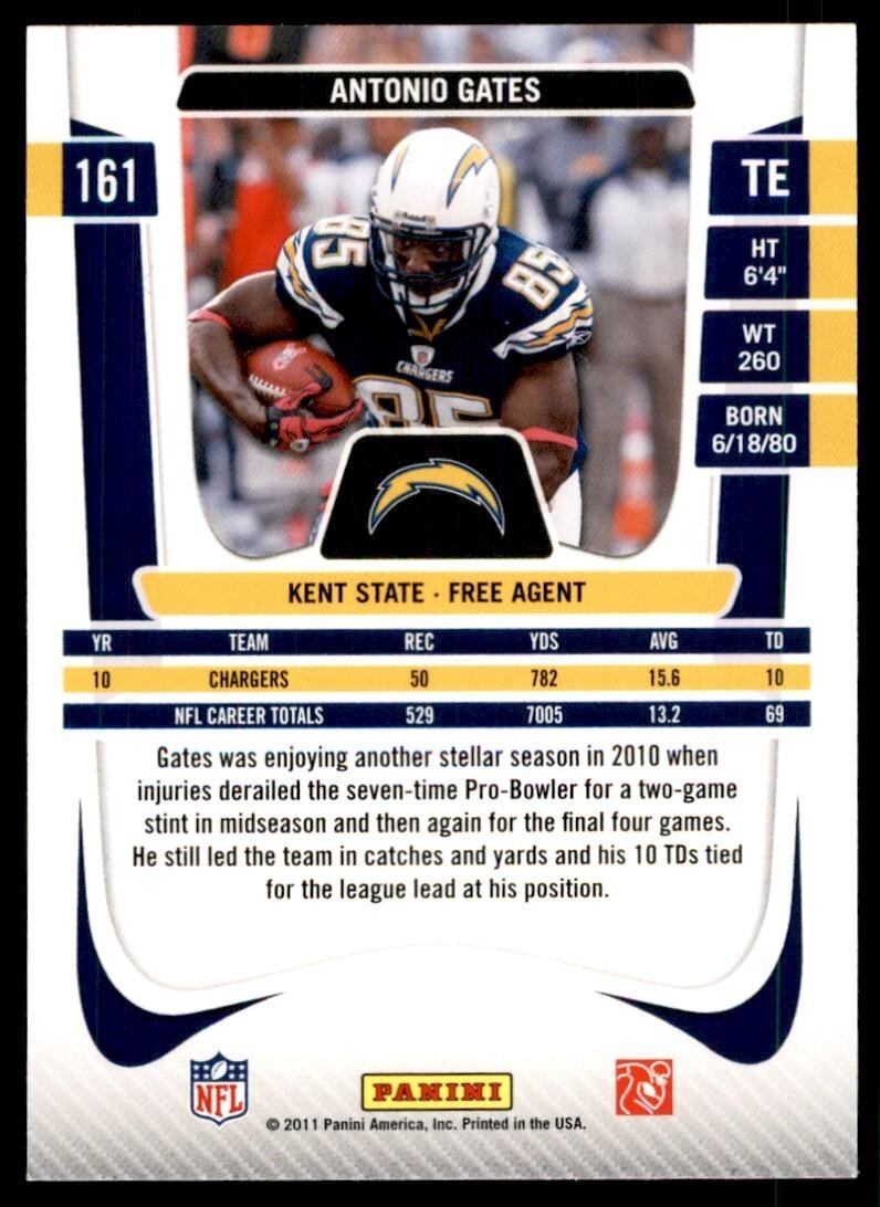 2011 Panini Prestige Antonio Gates Football Cards #161