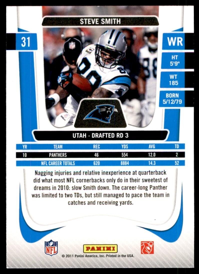 2011 Panini Prestige Steve Smith Football Cards #31