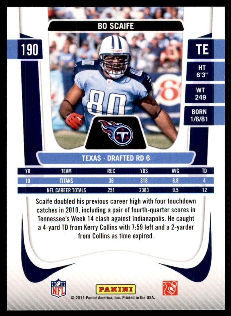 2011 Panini Prestige Bo Scaife Football Cards #190
