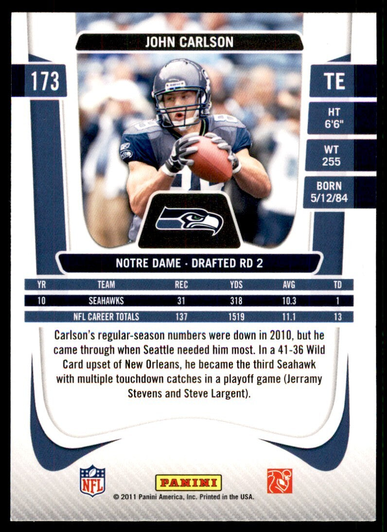 2011 Panini Prestige John Carlson Football Cards #173