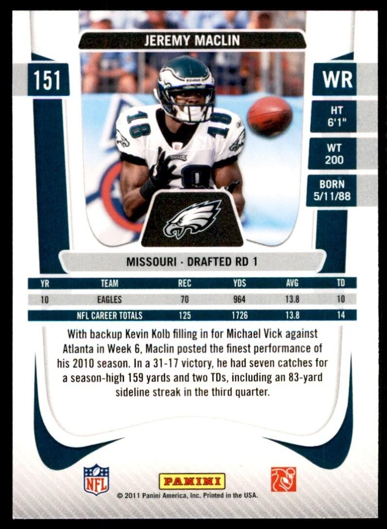 2011 Panini Prestige Jeremy Maclin A Football Cards #151