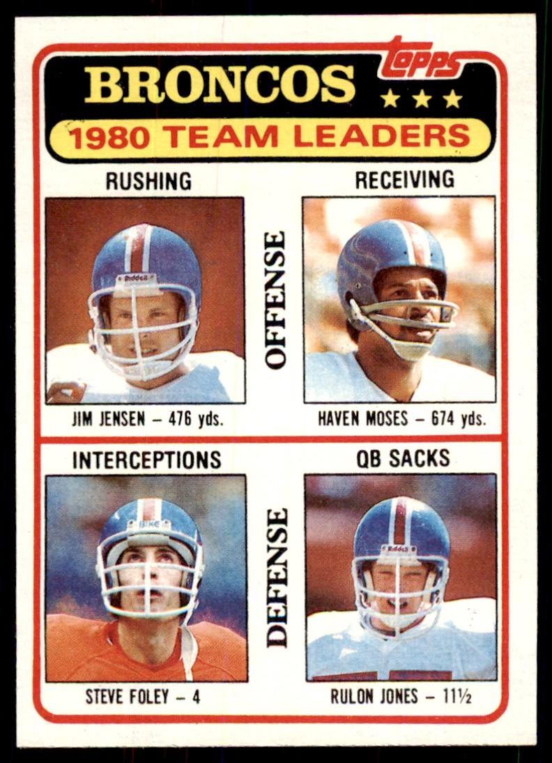 1981 TOPPS' JIM JENSEN/HAVEN MOSES/STEVE FOLEY/RULON JONES DENVER BRONCOS #303