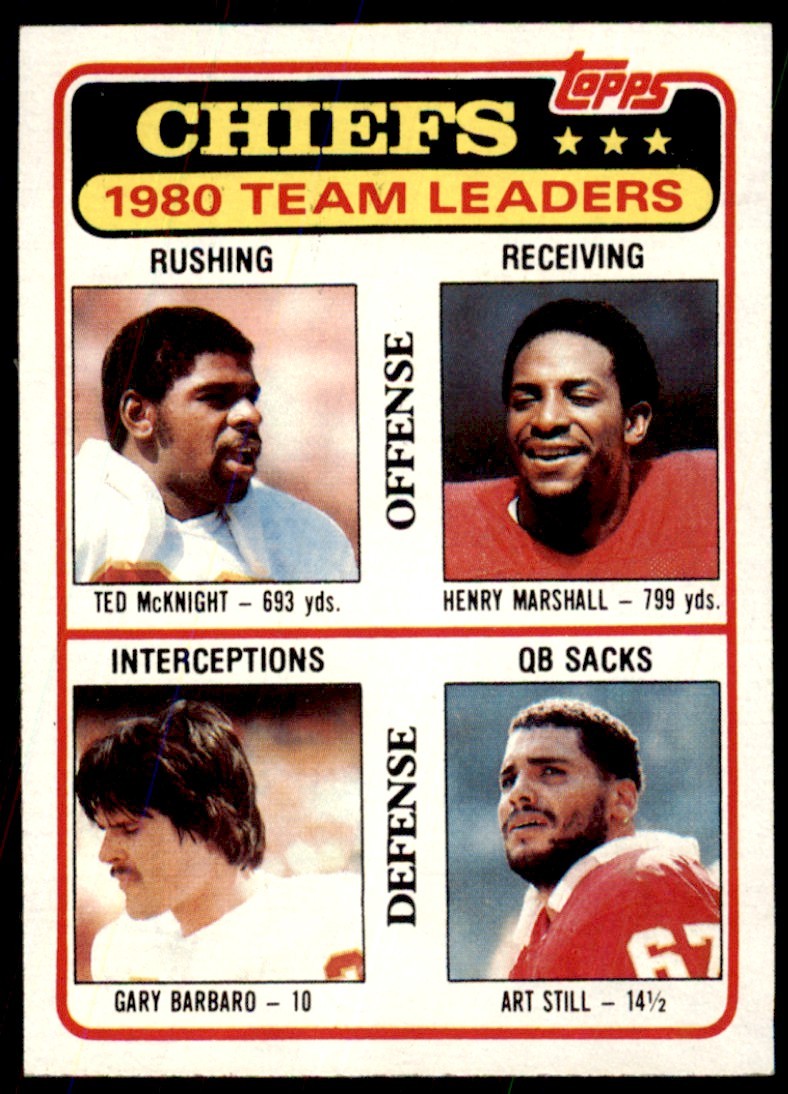 1981 TOPPS' TED MCKNIGHT/HENRY MARSHALL/GARY BARBARO/ART STILL KANSAS CITY