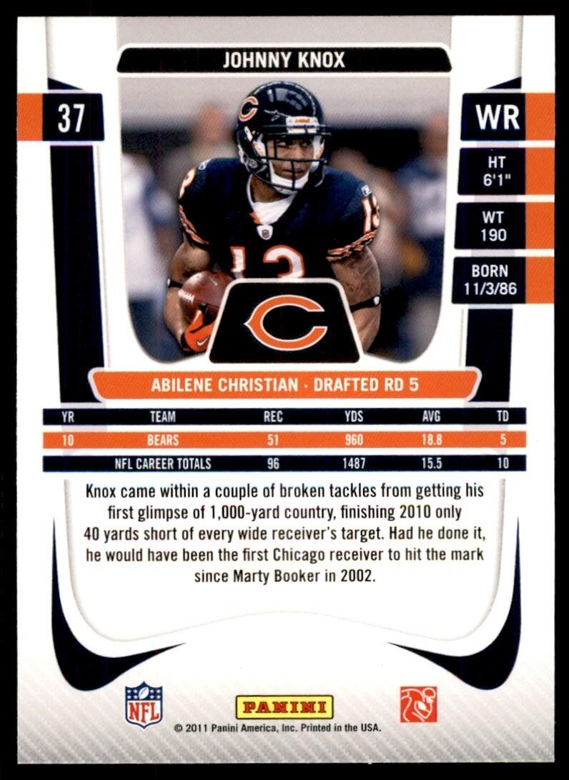 2011 Panini Prestige Johnny Knox Football Cards #37