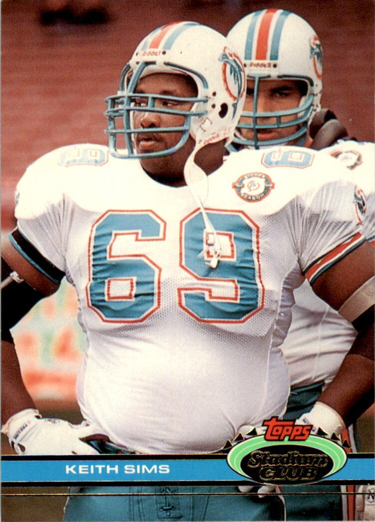 1991 Stadium Club Keith Sims . Miami Dolphins #410