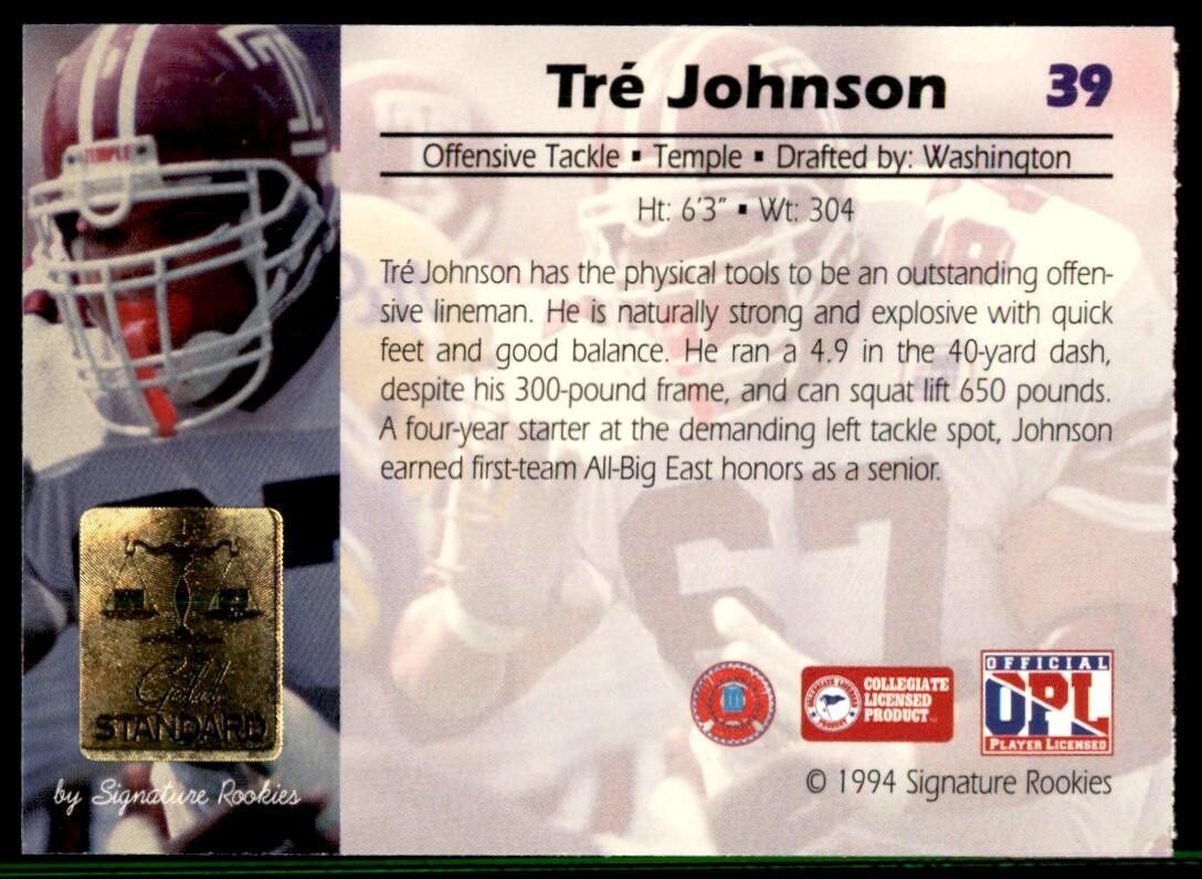 1994 Signature Rookies Tre Johnson Football Cards #39