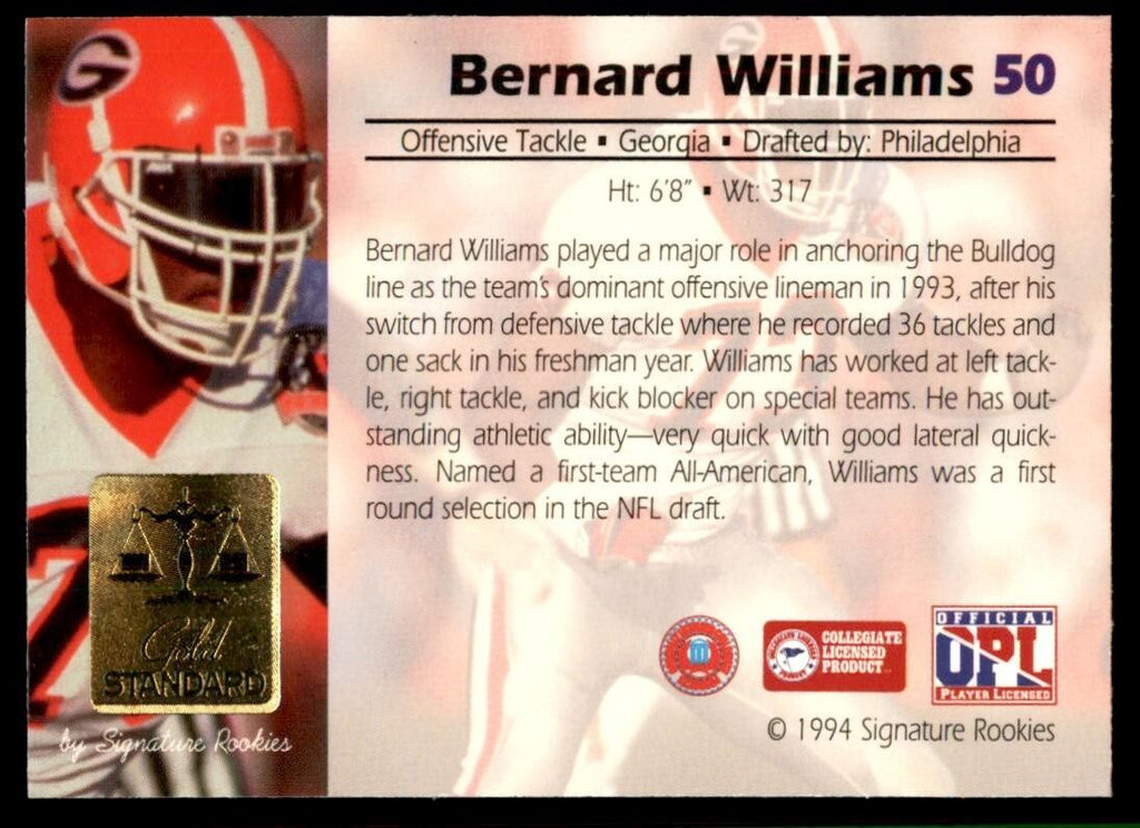 1994 Signature Rookies Bernard Williams Football Cards #50
