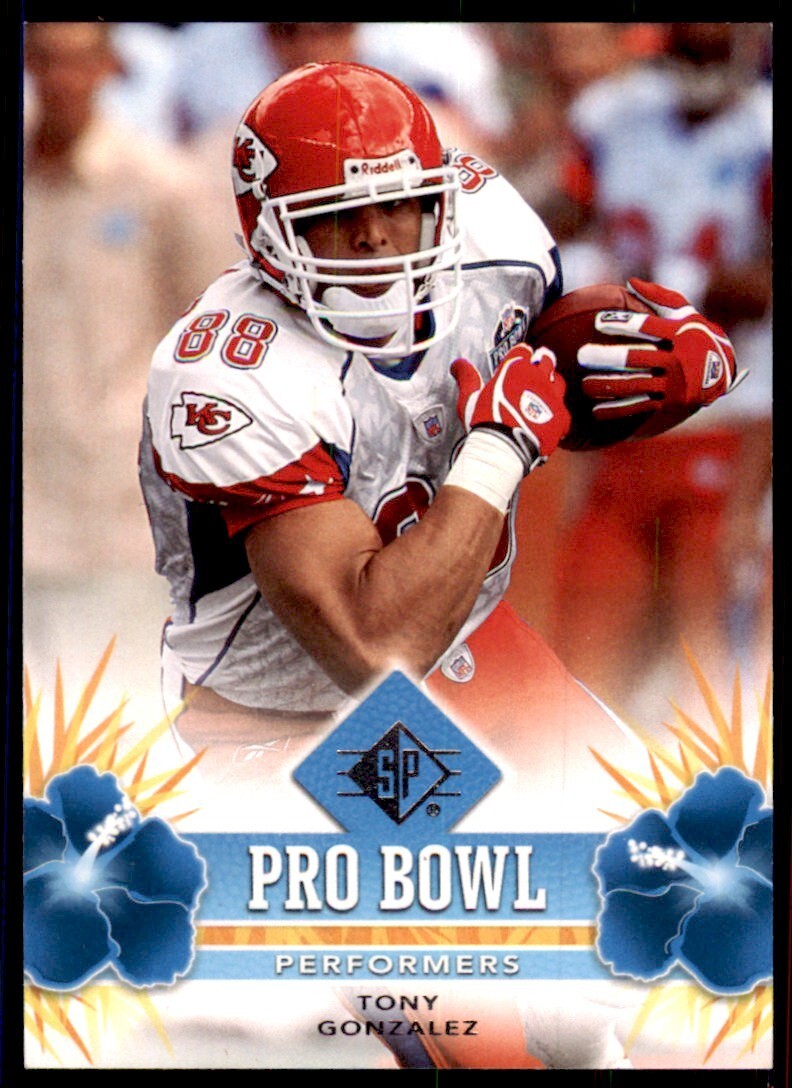2008 SP Authentic Football Card Tony Gonzalez Pro Bowl Performers Kansas City